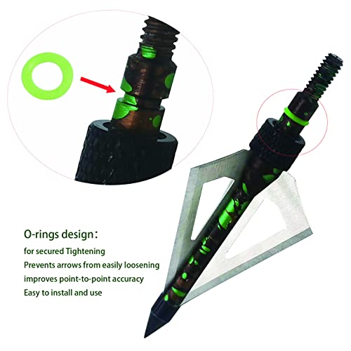 image for LeeMui Hunting Broadheads 12PK 100 Grains Screw-in Arrow Archery 3 Bla