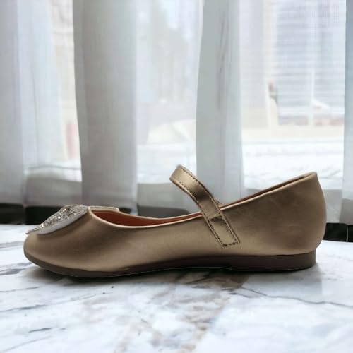 Jazamé Girls' Embellished Bow Round Toe Mary Jane Dress Shoes, Ballerina Flats4