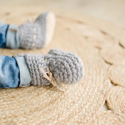 Knitted Baby Moccasin Booties, Winter Crochet Fleece-Style Slipper Shoes with Anti-Slip Rubber Soles, Essential Gifts for Girl & Boy Babies2
