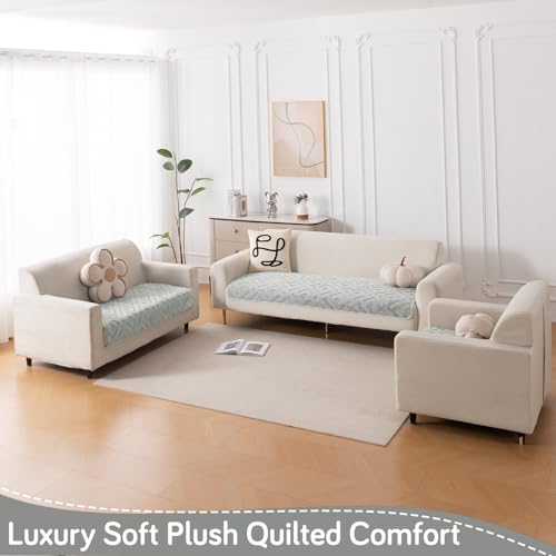 Image of HOKIPO 'Velvet Maze' Premium Sofa Backrest Cover Mat 55x80 cm with Anti-Slip Backing | 1 Pc - Light Grey (AR-6279-LGRY)