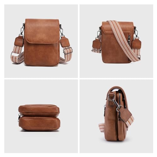 Crossbody Bags for Women,Travel Purse Small Vegan Leather Purse Designer Shoulder Handbag with Wide Strap2