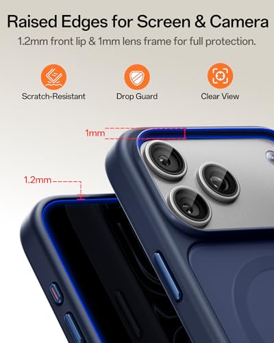 Image of UNBREAKcable Magnetic for iPhone 17 Pro Case 6.3-Inch, Compatible with MagSafe, Full Camera Protection, Built-in Magnetic Ring, Drop Protection Shockproof Slim Phone Cover - Deep Blue
