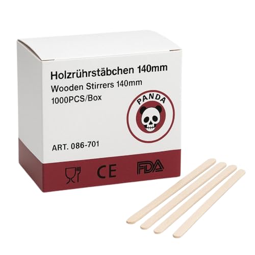 Commerline Einweg Kaffeestäbchen - 1000 Stk. - 14 cm Holz Rührstäbchen, Holzrührstäbe für Heiße & Kalte Getränke, Stäbchen zum Mischen von Kaffee, Einweg-Mixer für Kaffee und Coctails