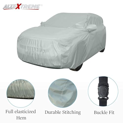 Image of Allextreme ME7003 Car Body Cover Compatible with Maruti Suzuki Ertiga Custom Fit Dustproof UV Heat Resistant Indoor Outdoor Body Protection (Silver with Mirror)
