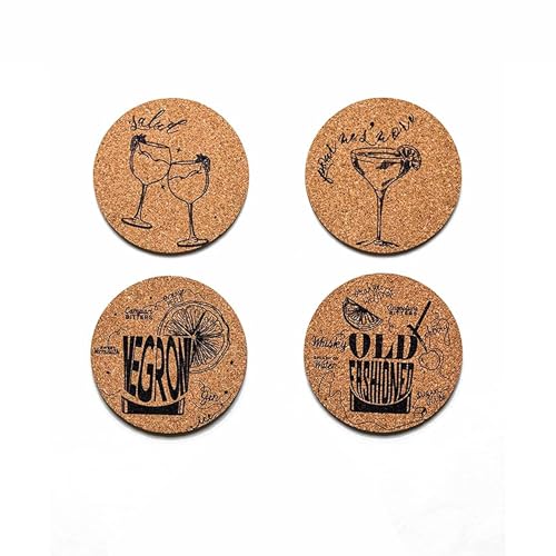 Image of SpeedX Home Bar Essentials - Set of 4 Wooden Coasters Sustainably Harvested Wooden Wine Corks