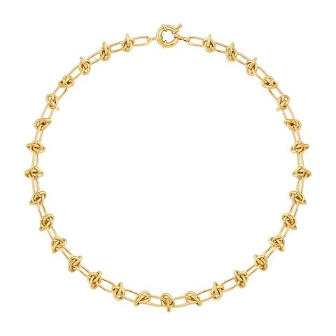 POTESSA Gold Dainty Choker Necklace 18K Gold Plated Love Knot Link Chain Thick Necklace for Women Cover