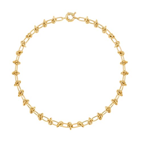 18K Gold Plated Choker Necklaces for Women Fashion Snake Chain Dainty Leaf Coffee Bean Love Knot Link Chain Choker Necklace