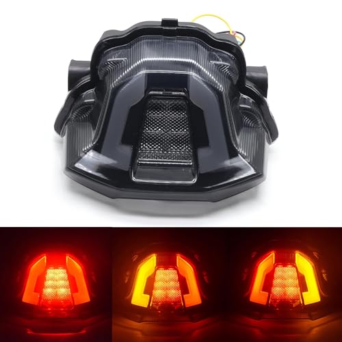 Image of MZS Motorcycle Tail Light LED Turn Signal Integrated for MT07 2025-2026 | Rear Blinker Running Taillight Assembly, Stop Brake Light, Waterproof Smoke Lens, Amber Red Dual Color Lamp, fits MT-07