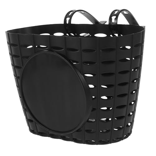 KOCKSHION 用自転車前かご ブラック厚手プラスチック製ストラップ付き収納バスケット 耐水耐傷性で取り付け簡単 持ち運び便利な取り外し可能