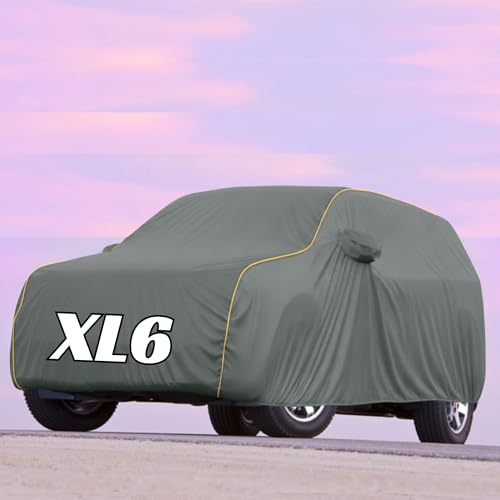 Image of Kayme UltraShield All Weather Premium xl6 Car Cover 6-Layer Waterproof Fabric, UV & Heat Reflective - Rain, Sun & Dust & Bird‐Dropping Resistant, Indoor /Outdoor Full Body Protection - Grey