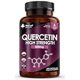 Quercetin 500mg High Strength Antioxidant Supplements (6 Months Supply) 180 Vegan Pure Quercetin Capsules Easy to Swallow - One A Day - Gluten Free & Non-GMO, Made in UK by New Leaf