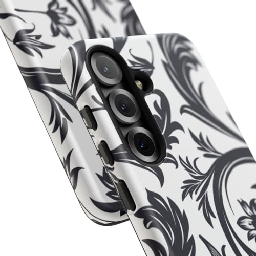 Coque rigide Samsung S25 fleur tourbillon noir et blanc - 2
