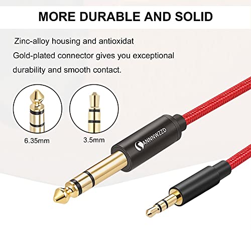 Annnwzzd 1/8 To 1/4 Stereo Cable, 3.5Mm To 1/4 Cable Male To Male Stereo Jack Cables For Guitar, Ipod, Laptop, Home Theater Devices, Speaker And Amplifiers 10Ft/3M #TOP1