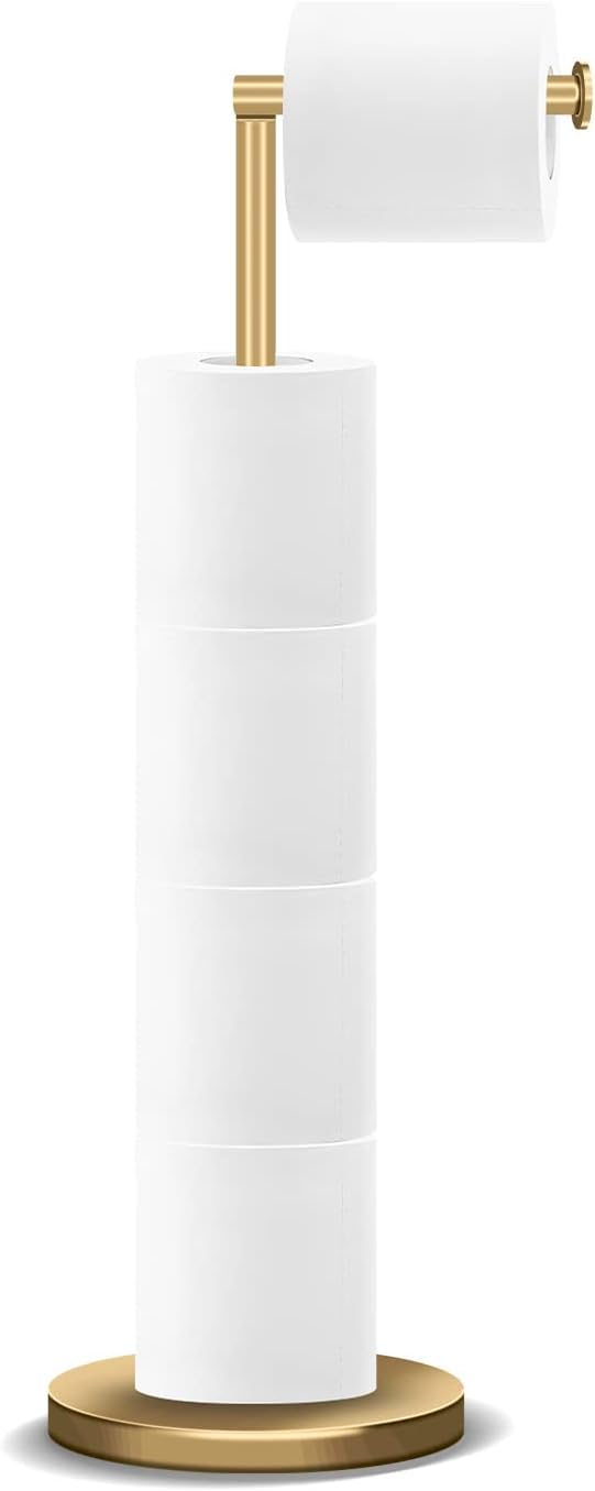 22 Inch Freestanding Toilet Paper Stand, Heavy Duty with 3-4 Roll Reserve