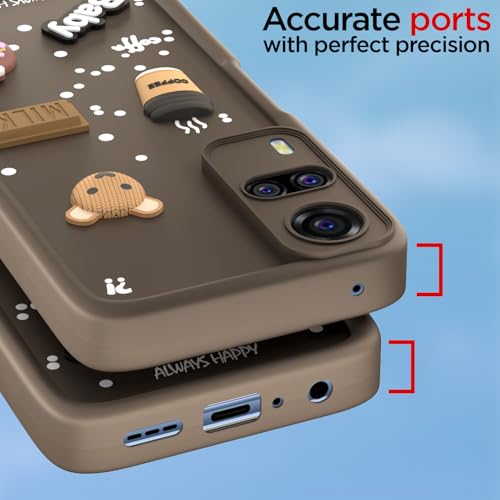 Image of Pikkme Back Cover for Vivo Y31 / Y51 | Cute Fun Cartoon 3D Bear Silicone Full Body Protection Bumper Case (Brown)