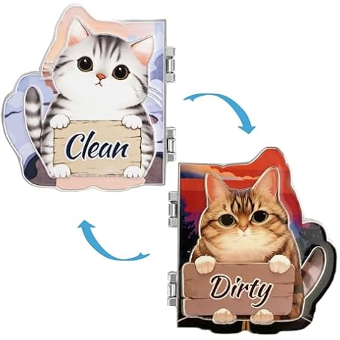 Cat Dishwasher Magnet Clean Dirty Sign, Dirty Clean Dishwasher Magnet Cute, Easy to Read Universal Anime Metal Clean Dirty Magnet for Dishwasher, Cat Magnet for Locker Kitchen Decor (Cat) Cover