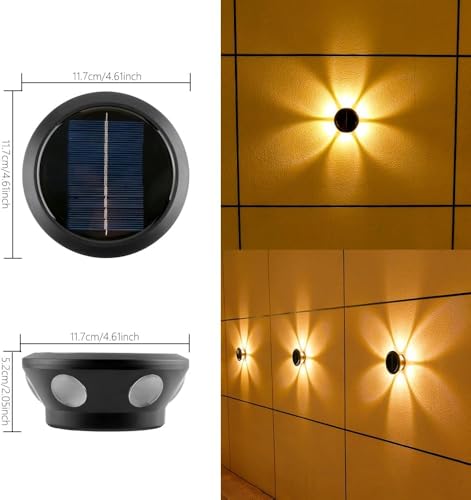 Image of Solar Lights, Ambiance Lights,wall Light, Decorative Light Downlights Dusk to Dawn Solar Wall Light Outdoor IP65 Waterproof for Backyard Walls, Hotels, Staircases,Park Floors (Warm-6LED-2Packs)