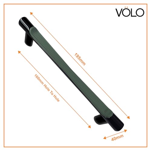 Image of VOLO Wardrobe Cabinet Handle - Sleek Pull Handle for Drawers, Wardrobes, Sliding Doors, and Cabinets in Kitchen, Bedroom, and Office (R-241) (2, Green, 160MM (8 Inch))