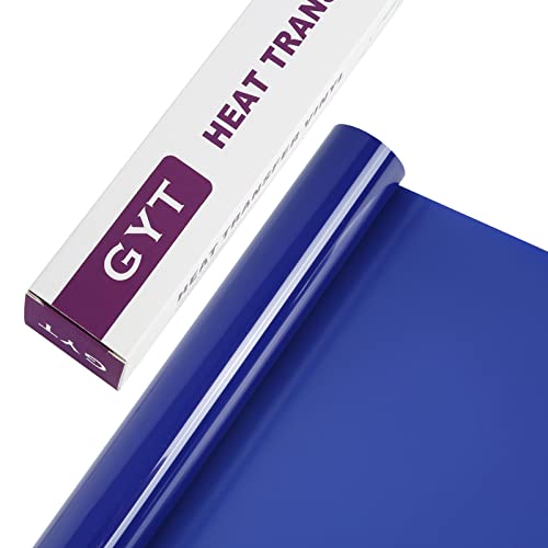 GYT Blue Heat Transfer Vinyl - 12 Inch x 7 Feet Glossy Adhesive HTV Vinyl for T-Shirt DIY Design
