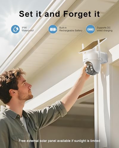 Image of ARCCTV Solar Security Cameras Wireless Outdoor, No Monthly Fee, 2-Camera 2K Home Security Camera System with Base Station, Local Storage, PIR Motion Alerts, Color Night Vision