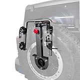 PENSUN Spare‑Tire Mount 2‑Bike Rack for Jeep Wrangler, Gladiator — Folding, Anti‑Wobble, Security Lock, Fits Bicycle, Road Bike, Mountain Bike (Foldable)