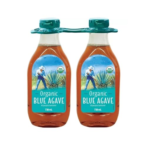 TRIZINGA SHOP All-Purpose Blue Agave Sweetener Syrup 736ml (Pack of 2) Naturally Vegan Low Glycemic 100% Pure Agave Nectar for Coffee Tea Baking Cooking & Beverages