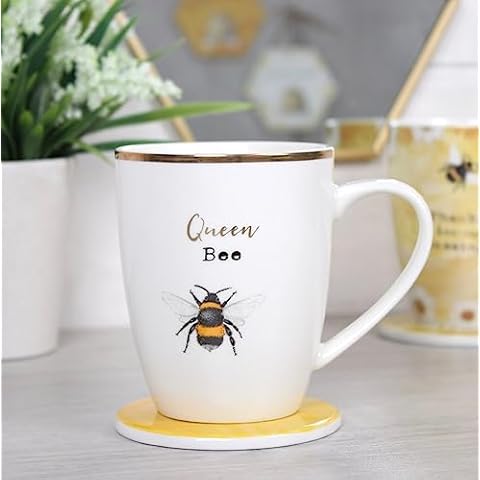 Elegant Queen Bee Mug and Coaster Set Cover