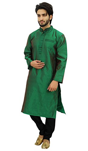 Atasi Designer Indian Ethnic Men's Kurta Pyjama Long Dupion Shirt4