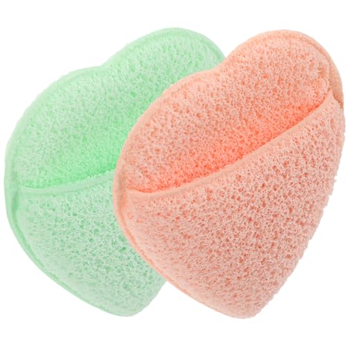 HIAKDOFT 2pièces Éponge De Nettoyage Visage Réutilisable Démaquillant Lot De Orange Vert Exfoliation Douce Et Mousse Abondante Pour Maquillage Et Nettoyage Visage Pour Voyage