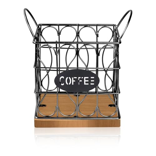 Deamos Coffee Pod Holder, Metal Coffee Capsule Pod Storage Basket, Large Capacity (Black*1)