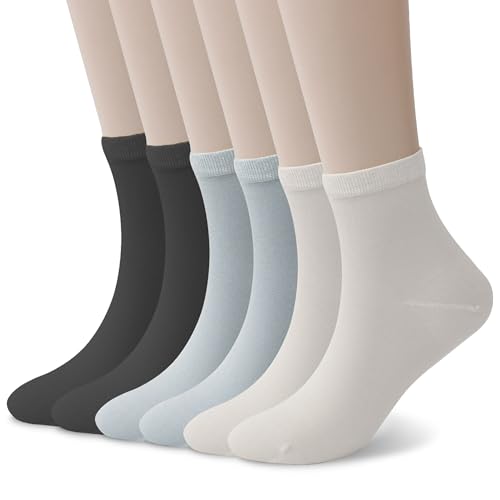 Wildarms Womens Cotton Dress Socks - Soft Thin Crew Socks for Business Trouser Casual Everyday Wear 6 Pairs