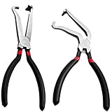 2PCS Electrical Disconnect Pliers 37960,Electrical Connector Pliers for Cars,Fuel Line Petrol Clip Pipe Plier, Automotive Hose Disconnect Tools for Push Tab Style Plugs (1*Red 60°+1*Red straight)