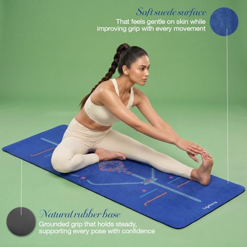 Image of Lifelong Suede & Natural Rubber Yoga Mat for Woman & Man | Non-Slip & Anti-Skid | 6mm Yoga Mat for Man |Exercise Mat for Yoga, Workout & Pilates | Gym Equipment for Home Workout | Free Carry Bag (Blue)