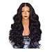 Wotryit Black Brazilian Remy Human Hair Body Wave Lace Front Human Hair Wigs For Luxury and Elegant Women(Length:65-68cm)