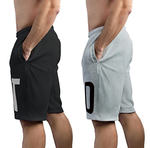 hotfits Men Blue & Grey Cotton Regular Shorts for All Season- Running, Gym, Workout, Yoga Shorts - Pack of 2