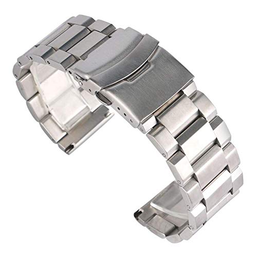 Sangle de montre 20mm bouchette de remplacement acier inoxydable argent 24mm