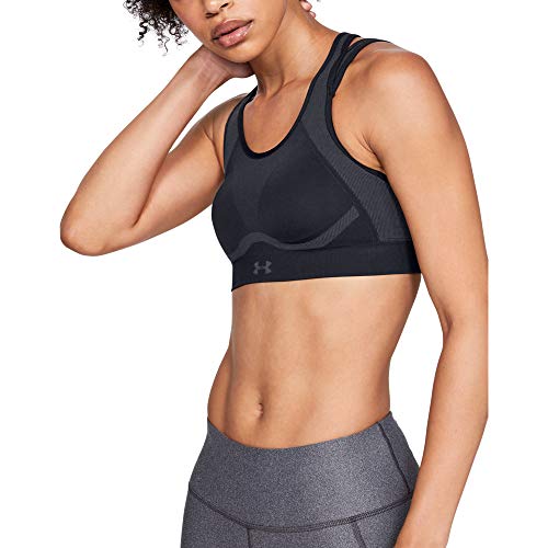 Under Armour Women's Vanish Seamless Mid Impact Sports Bra , Black (001)/Tonal , Medium