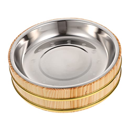 SMASOLO Cuenco de Arroz Sushi de Madera con Interior de Acero Inoxidable Cubo Japonés para y Servir Restaurante y Cocina Diseño y Fácil Limpieza