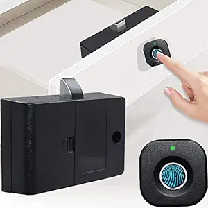 BioEnable L300 Fingerprint Cabinet Lock, Smart Biometric Cabinet Lock, Safety Electric Fingerprint Lock, Drawer Wardrobe Lock, Furniture Privacy Lock, Black
