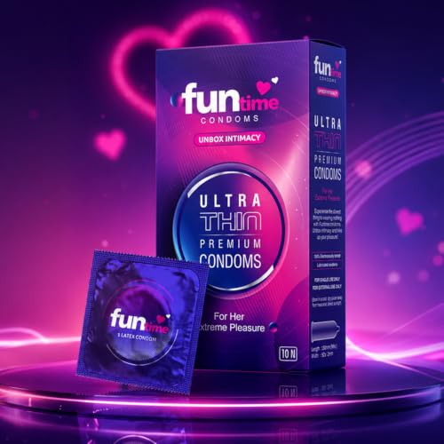 Image of Funtime Ultra Thin Condoms Pack of 3 (10 count each) | Premium, Dotted, Ribbed, & Contoured for Long-Lasting Pleasure | Lubricated Natural Rubber Latex Condoms for Excitement & Fun