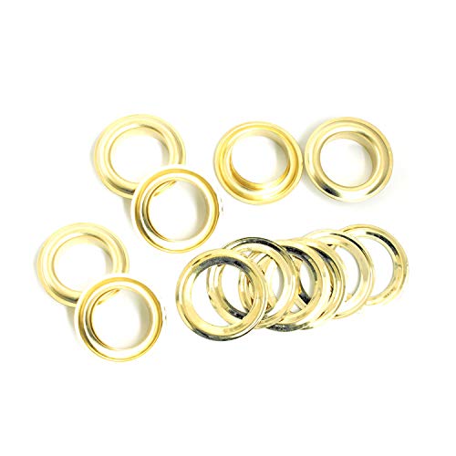 Trimming Shop 17mm Eyelets with Washers Durable Iron Grommets for Shower Curtain, Vinyl Banners, Tarpaulin, Pool Covers, DIY Craft Projects, Gold, 1000pcs