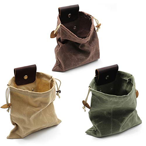 Futtertasche, Pilzfuttertasche, gewachstes Leinen, Zunder, wasserdicht, kleine Ledertasche, Jagdtasche, Gürteltasche für Hundetraining… – Ansicht 6