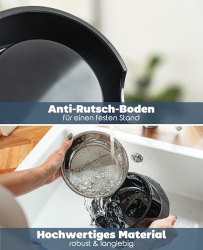 lionto Futternapf aus Melamin mit Anti-Rutsch Boden, herausnehmbarer 940 ml Napf aus robustem & geruchsneutralem Edelstahl, leicht zu reinigen, ergonomisches Design, für Hunde & Katzen, schwarz