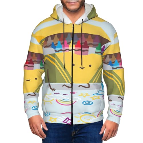 Sweat à capuche zippé EdWal motif crayons pour homme