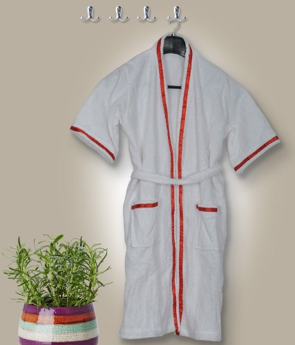 S Kumars Love Touch Solid Kids Cotton Bath Robe for 12 to 16 Year (Large, White)