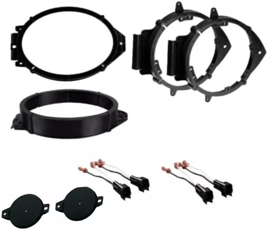 6x9 Front + 6.5" 6.75" Rear Door Car Stereo Speaker Install Adapter Plates + Tweeter Mounts w/Speaker Wire Connectors -Made for Some Chevrolet GMC GM -Compatible Vehicles Listed Below