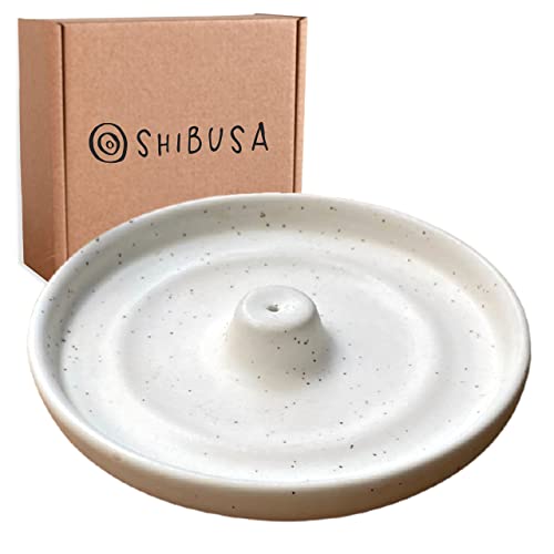 Shibusa Ceramic Incense Holder - Modern Minimalist Circular Incense Burner - Wide Ash Catcher - Incense Sticks Not Included White 1 #TOP27