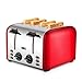 Toster 4 Slice, toster ze stali nierdzewnej z bajglem, rozmrażanie, funkcja anulowania, bardzo szerokie gniazda,