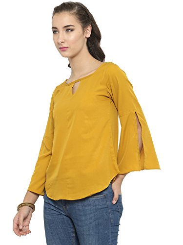Image of Enchanted Drapes Womens' Mustard Yellow Crepe Top