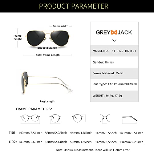Image of grey jack Polarized Aviator Sunglasses lightweight Stylish Glasses for Men Women UV Protection S110102